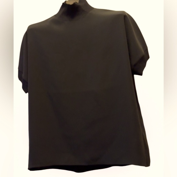 Calvin Klein high neck chiffon blouse Black Sz M - Picture 1 of 12